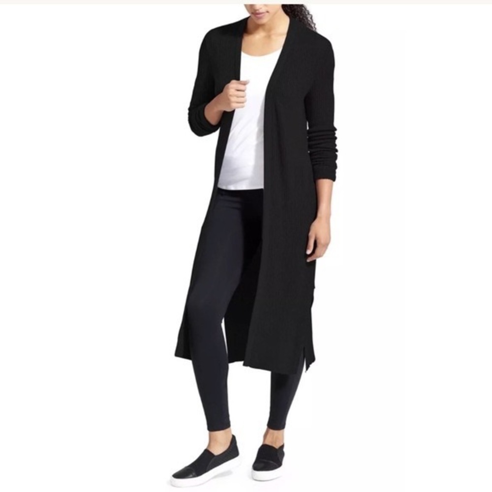 Athleta Kennewick Black Long Duster Wrap Sweater size S